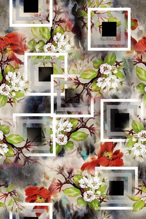 方格几何印花华亿平台图片