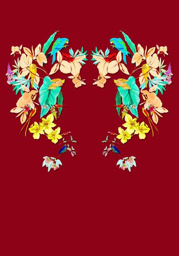 598305-手绘花鸟树头 优雅淑女定位清新花卉