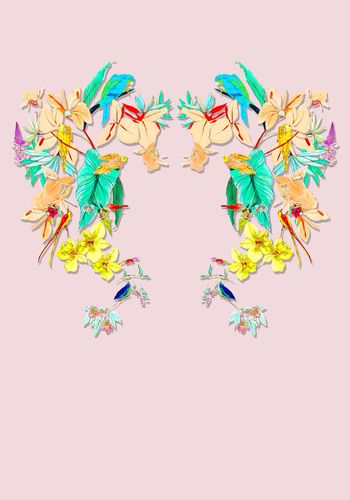 598306-手绘花鸟树头 优雅淑女定位清新花卉