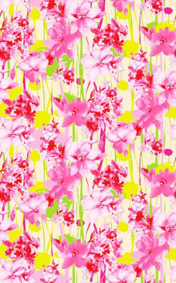 598308-手绘水彩大花朵 弯曲条纹大圆点底纹