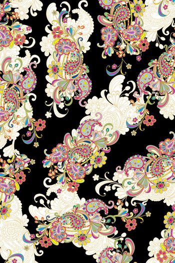 多彩腰果印花华亿平台图片