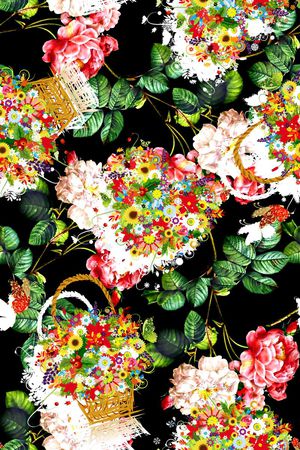 抽象几何清爽梦幻艺术平底立体手绘满版最新高清数码蕾丝民族中国风绣花珠宝肌理时尚潮

流大牌复古欧美风时尚女装印花华亿平台图片