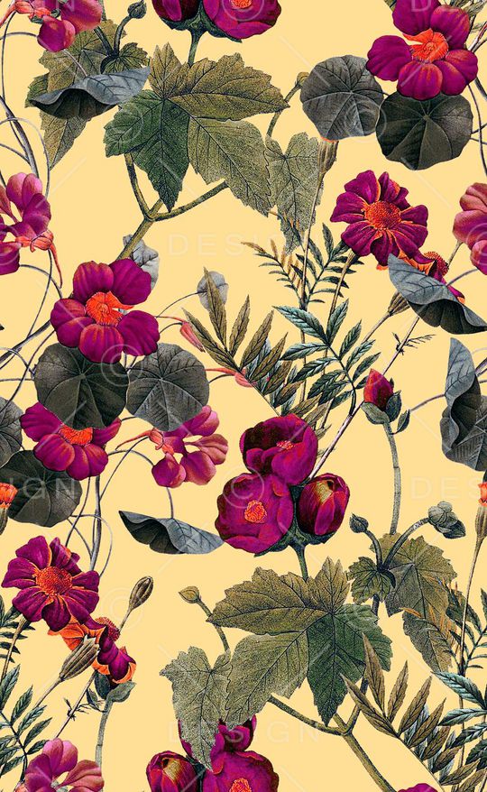 手绘花卉印花华亿平台图片