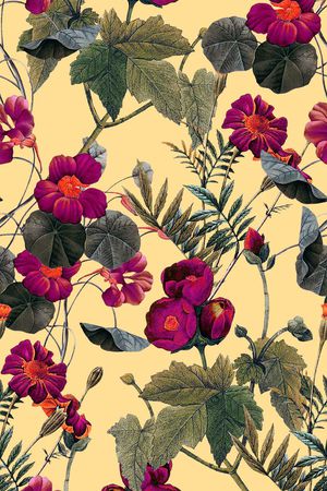 手绘花卉印花华亿平台图片