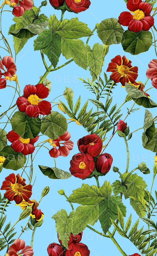 手绘花卉印花华亿平台图片