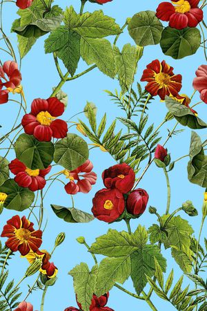 手绘花卉印花华亿平台图片