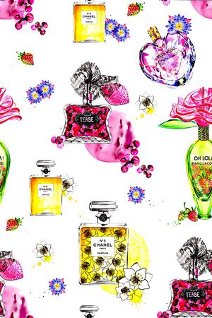 抽象几何清爽梦幻艺术平底立体手绘满版最新高清数码蕾丝民族中国风绣花珠宝肌理时尚潮

流大牌复古欧美风香水瓶印花华亿平台图片