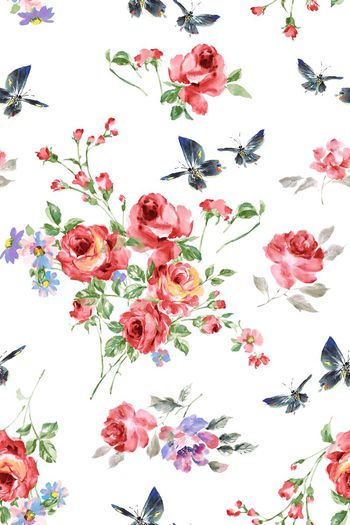 598709-中国风水墨花卉蝴蝶