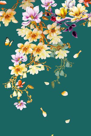 玉兰花印花华亿平台图片