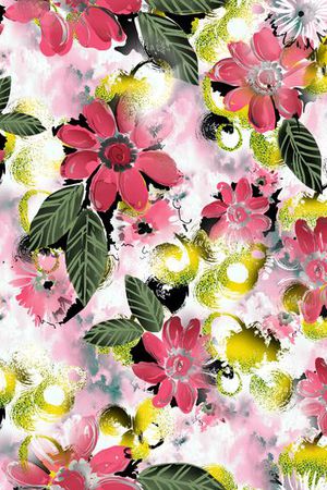 白底花卉印花华亿平台图片