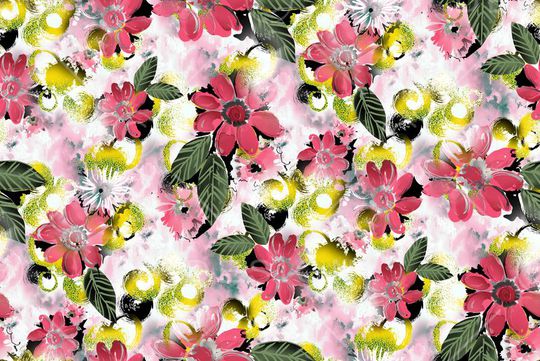 白底花卉印花华亿平台图片