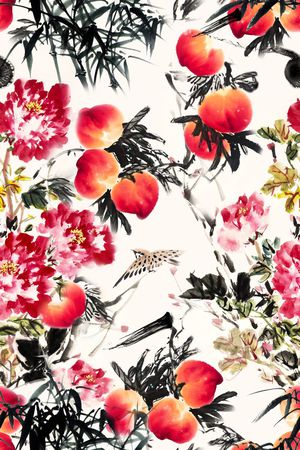 中国风重彩印花华亿平台图片