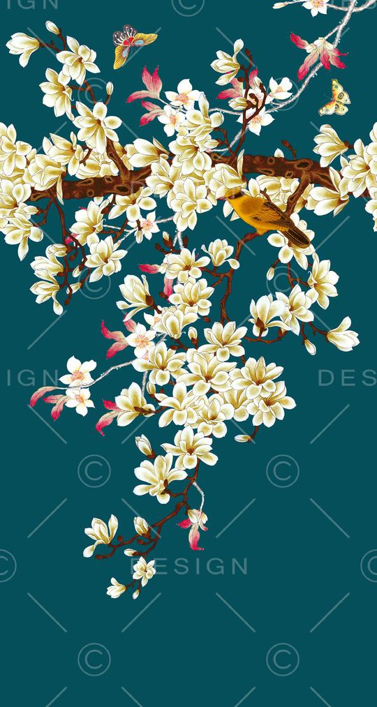 玉兰花印花华亿平台图片