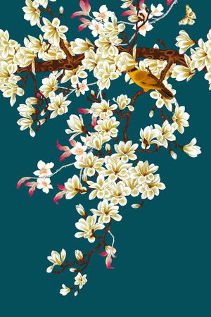 玉兰花印花华亿平台图片