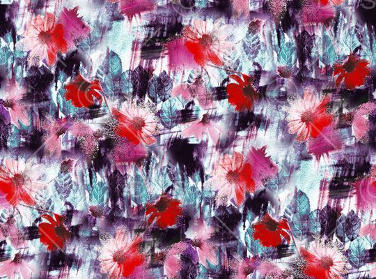 丝绸花卉印花华亿平台图片