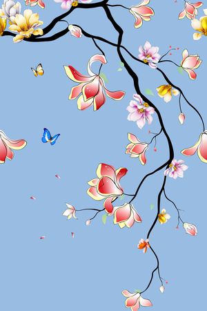 玉兰花印花华亿平台图片