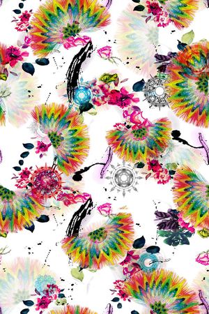 孔雀羽毛印花华亿平台图片