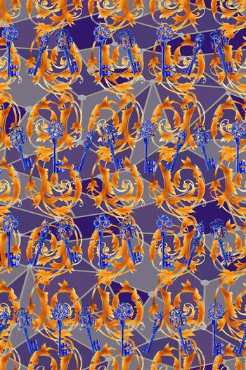 599277-手绘几何线条抽像钥匙