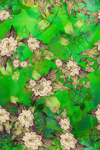 植物风景印花华亿平台图片