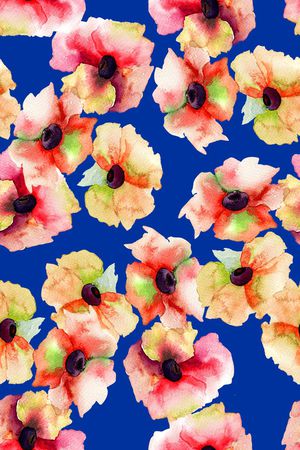 水彩花卉印花华亿平台图片