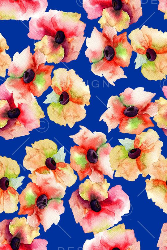 水彩花卉印花华亿平台图片