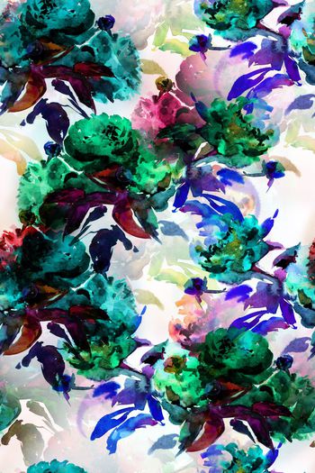 600479-鸡冠花大花水彩绘画