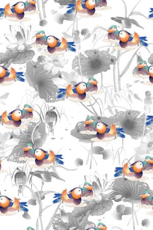 山水画印花华亿平台图片