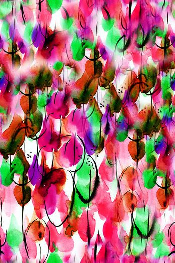 600624-手绘水彩花卉服装