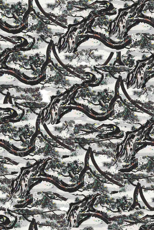 水墨印花华亿平台图片