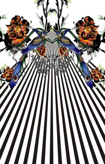 鸟　花　植物印花华亿平台图片