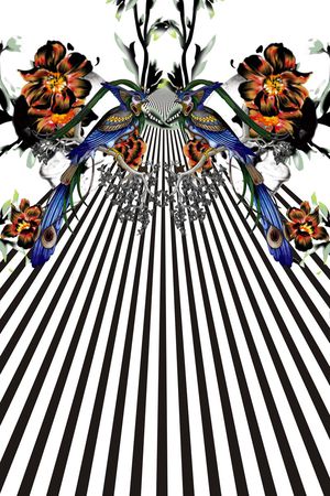 鸟　花　植物印花华亿平台图片