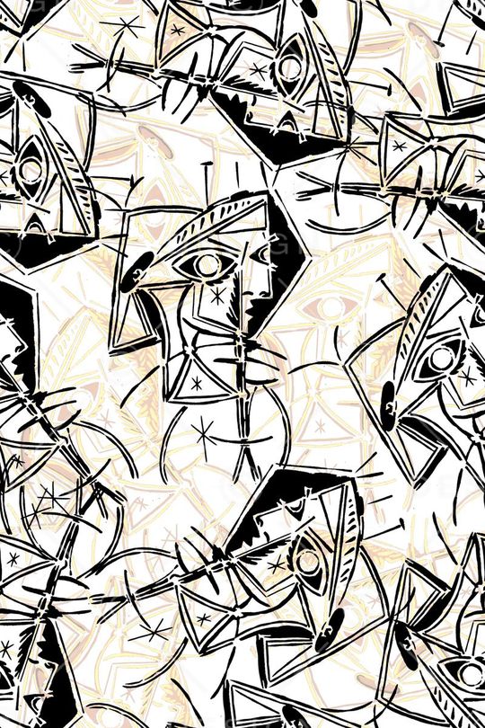 欧美人物油画印花华亿平台图片