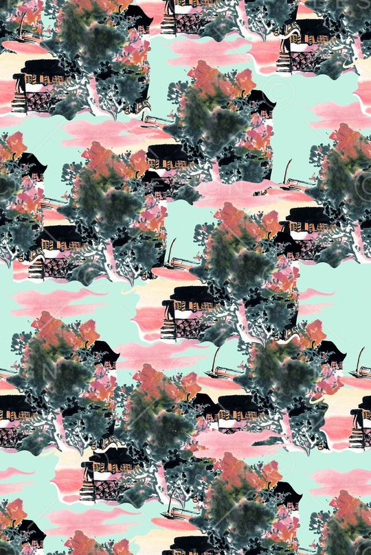 中国风印花华亿平台图片