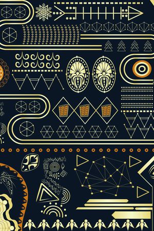 神秘王室复古结合几何奢靡时尚风印花华亿平台图片