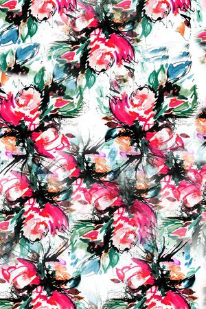 手绘水彩花卉服装印花华亿平台图片