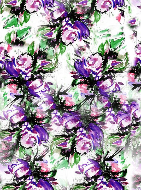 手绘水彩花卉服装印花华亿平台图片