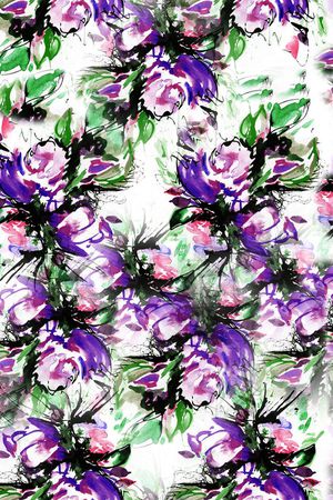 手绘水彩花卉服装印花华亿平台图片