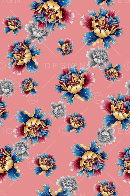 牡丹印花华亿平台图片