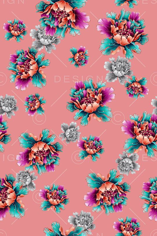 牡丹印花华亿平台图片