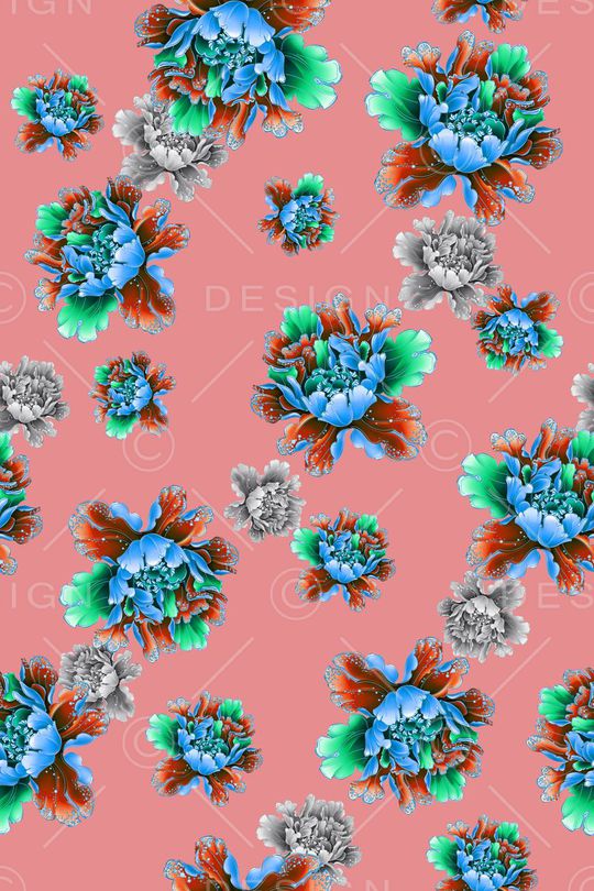 牡丹印花华亿平台图片