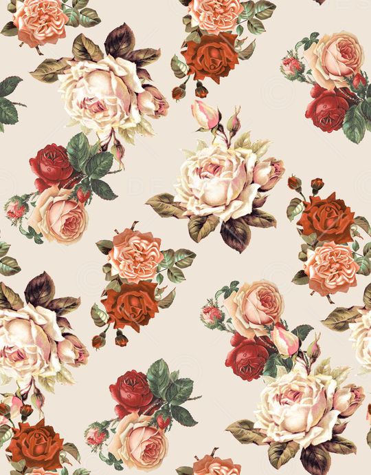 复古花组合印花华亿平台图片