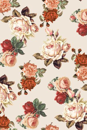 复古花组合印花华亿平台图片