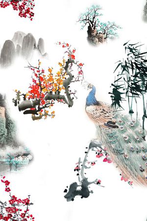 水墨印花华亿平台图片