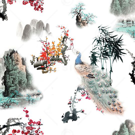 水墨印花华亿平台图片