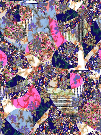 602166-民族风格 花纹拼接图案 青花瓷花纹