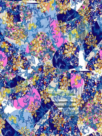 602167-民族风格 花纹拼接图案 青花瓷花纹