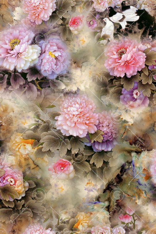 水彩花卉印花华亿平台图片