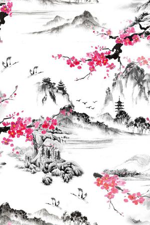 水墨印花华亿平台图片