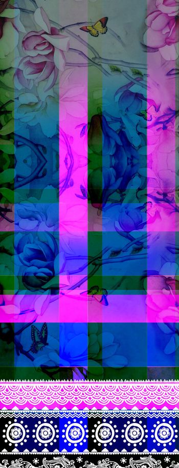 602805-女装数码花卉格子定位组合