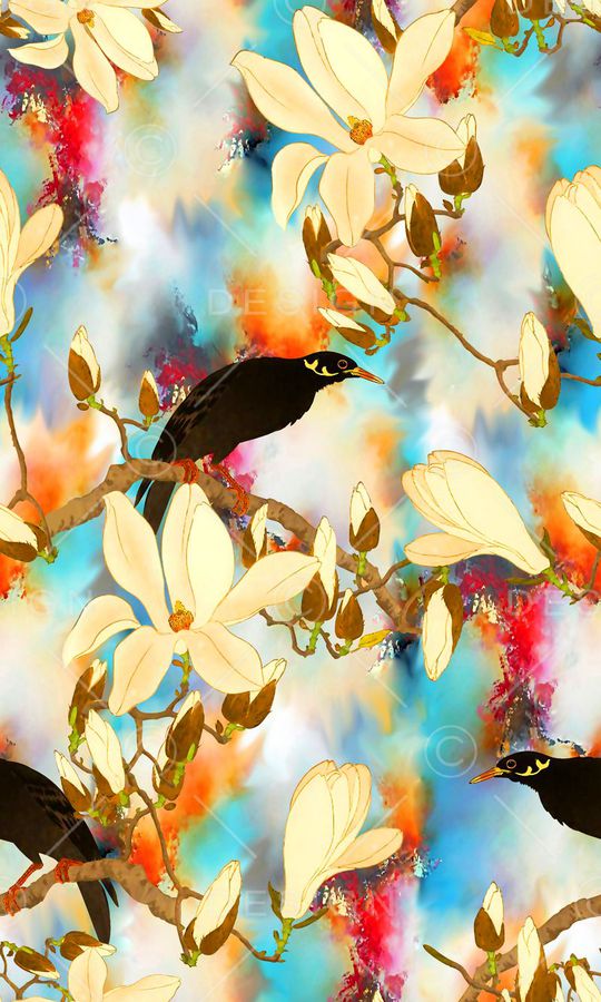 抽象几何清爽梦幻艺术平底立体手绘满版最新高清数码蕾丝民族中国风绣花珠宝肌理时尚潮

流大牌复古欧美风水彩花鸟印花华亿平台图片